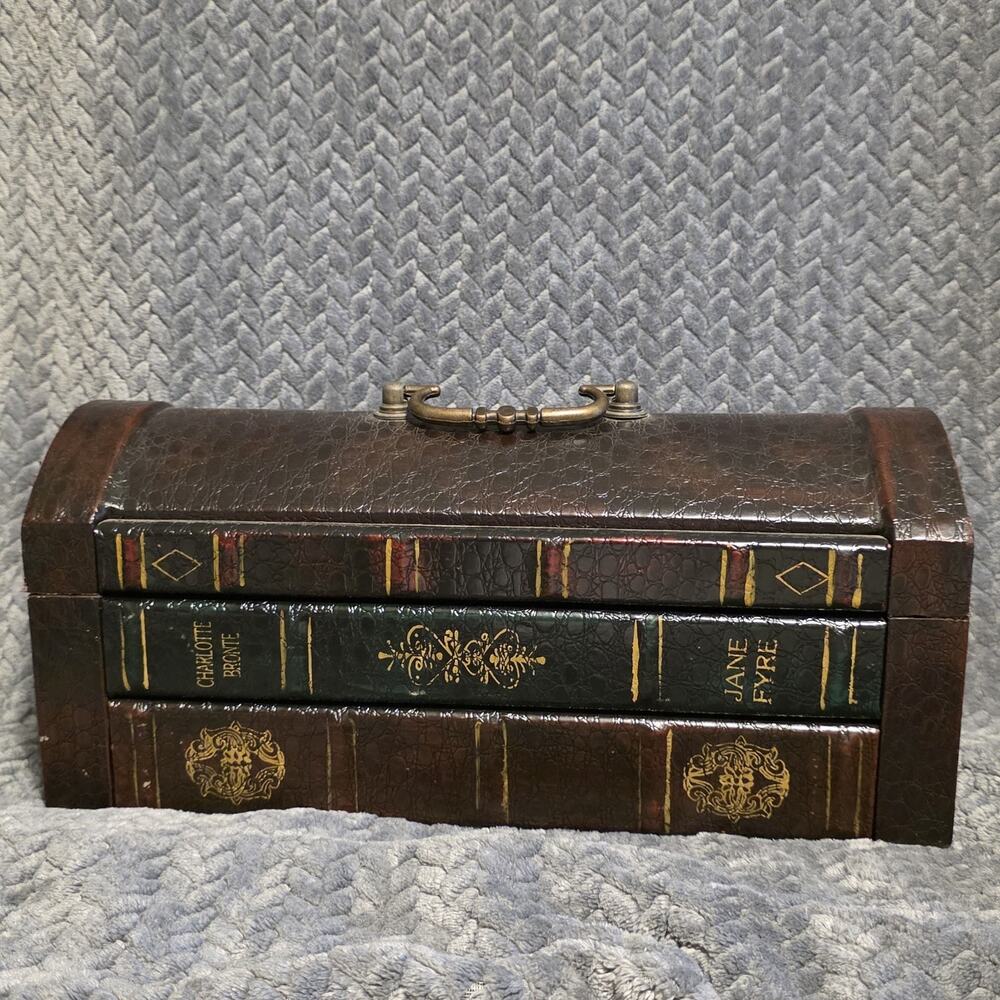 Vintage Faux Book Storage Box Chest Jane Eyre Charlotte Bronte Decorative Trunk